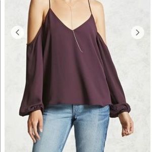 NWT Forever 21 cold shoulder long sleeve sheer top